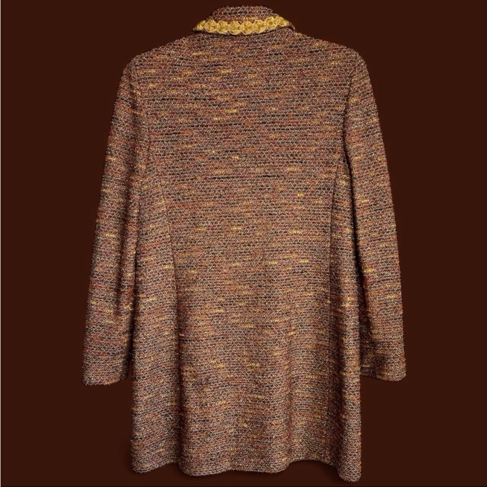 St John Couture Knit Suit Sz 14/16 Jacket Blazer Shimmer Gold Trim Luxury READ - Picture 3 of 16